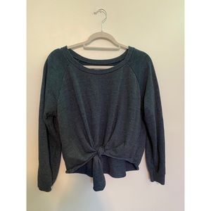 Women’s navy blue front-tie sweater